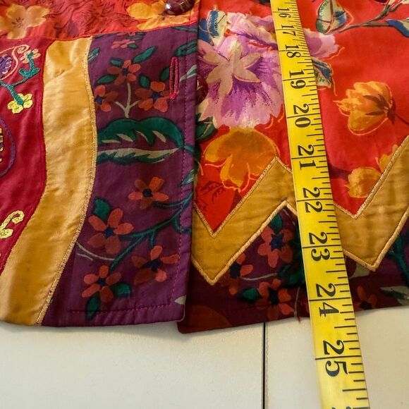 Vintage Coldwater Creek Patchwork, Embroidered Jacket Sz M Artsy, Cottagecore - Picture 12 of 16